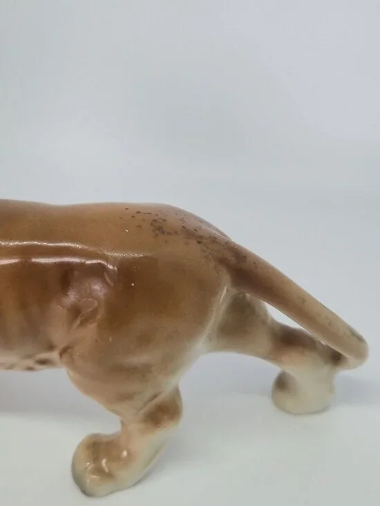 Hand Decorated Vintage Ceramic Lion Figurine Brown Glaze MCM Japan Statue Decor - Picture 6 of 12